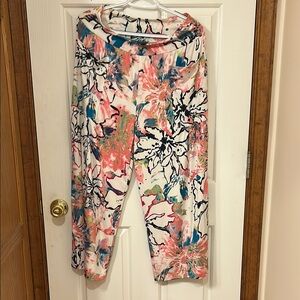 Clara Sun Woo Abstract Floral Leggings - Pink and Blue